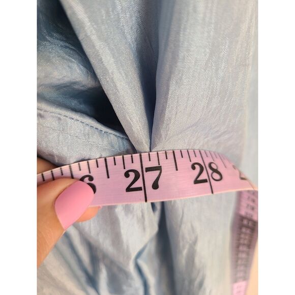 Tudor Court XL Embroidered Powder Blue Floral Windbreaker Jacket Shiny Pastel - Picture 6 of 8